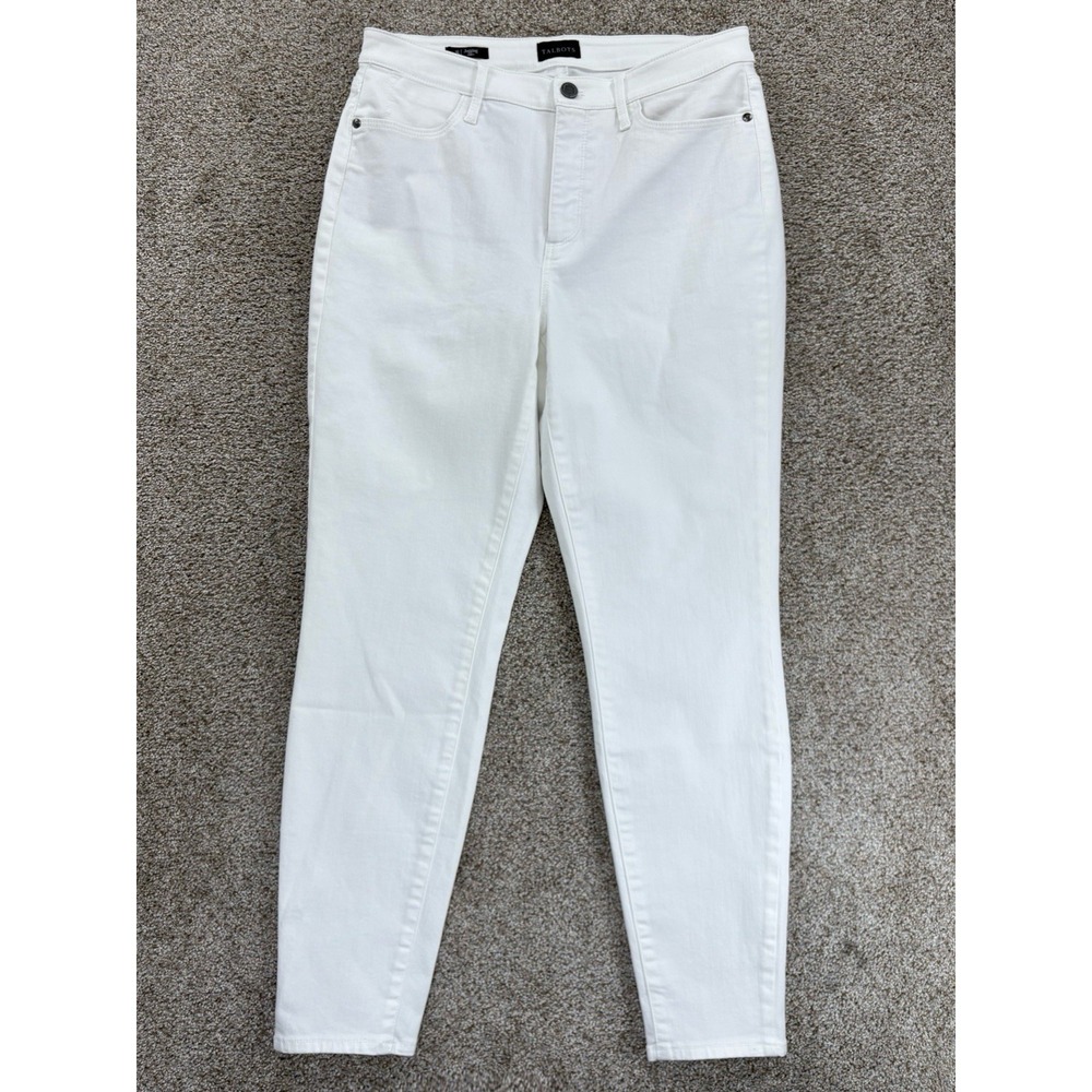 Talbots High Waist‎ Curvy Jegging Ankle Jeans Women's Size 8 White Stretch Denim